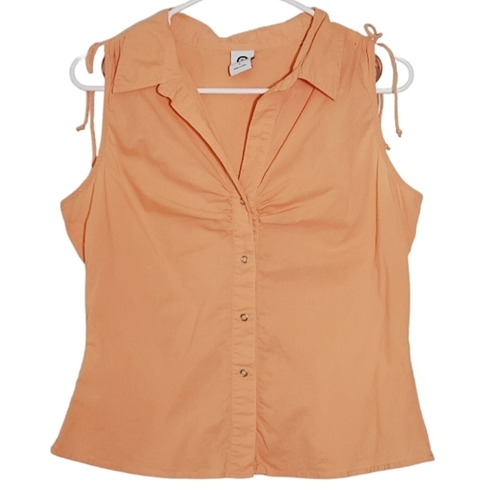 🟢 1009 * Ellemenno Sleeveless Top Pegasus Embroidered Back Orange Size L